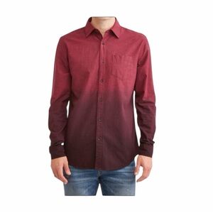 George Men's Dip  Woven  Casual Button Down Shirt Size L